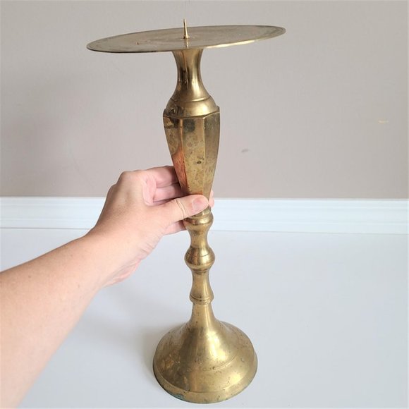 brass candle holder Other - Hosley large 15'' tall vintage brass candleholder with saucer.
